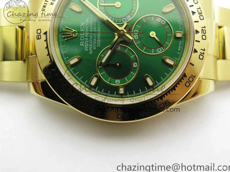 KKF Steel YG Dial Best 904L Edition 1:1 Green Bracelet YG Daytona on A7750 0410